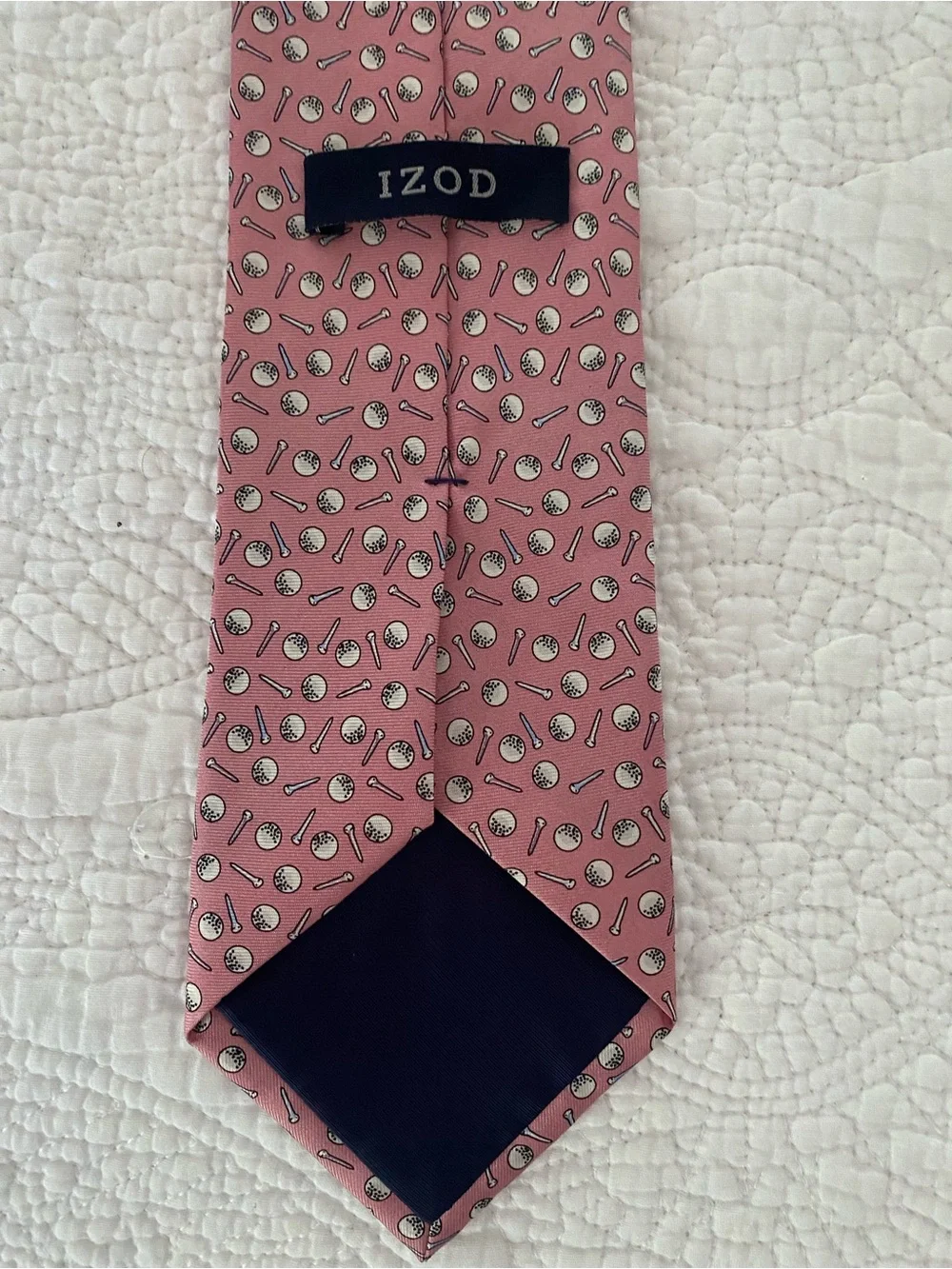 Izod Tie Pink Golf Print Silk